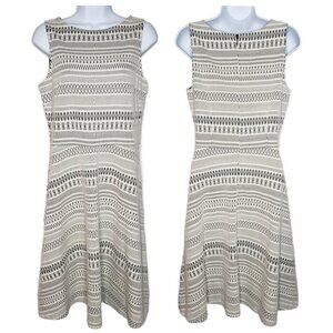 NWT Banana Republic Women's Sz 8 Grey/Ivory Tribal Slimming Pattern Dress (1509)